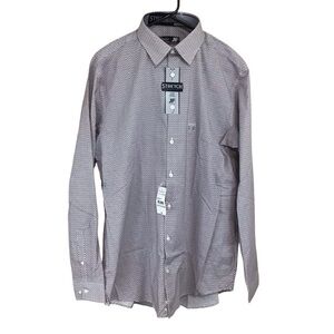 J.Ferrar Stretch Slim Geometric‎ Button Up Shirt 16-16.5 34-35 NWT